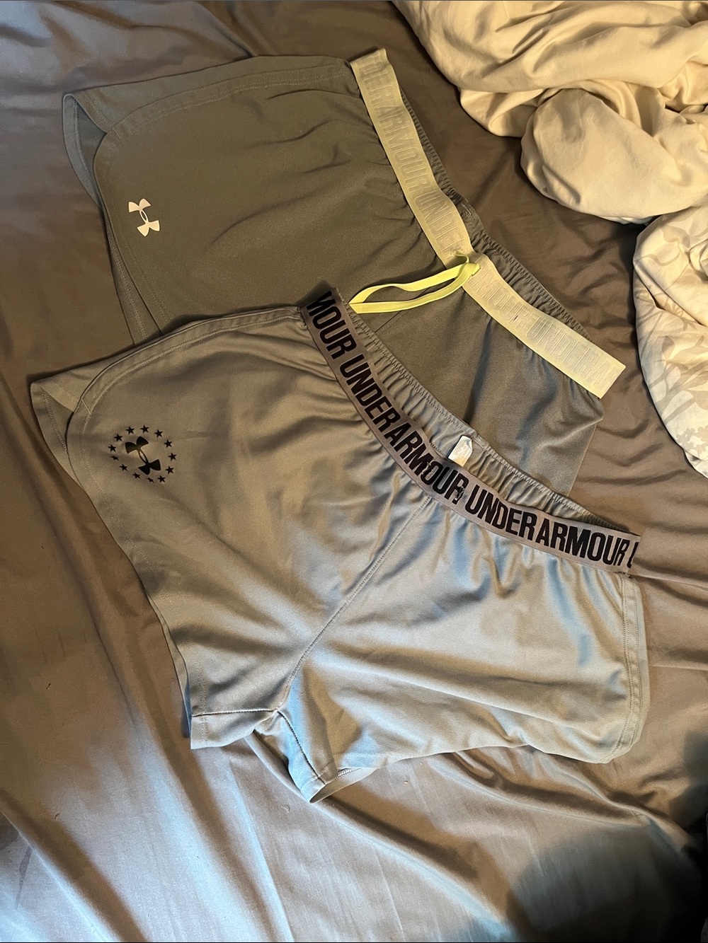 Under Armour Women’s Gray Athletic Shorts with Contrast Waistband